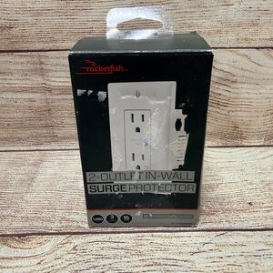 White 2-Outlet In-Wall Surge Protector Rocketfish New